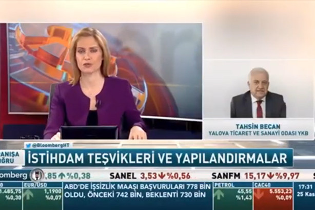 YTSO Yönetim Kurulu Başkanı Tahsin Becan  BloombergHT’ de İstihdam teşvikleri ve yapılandırmalar hakkında açıklamalarda bulundu.